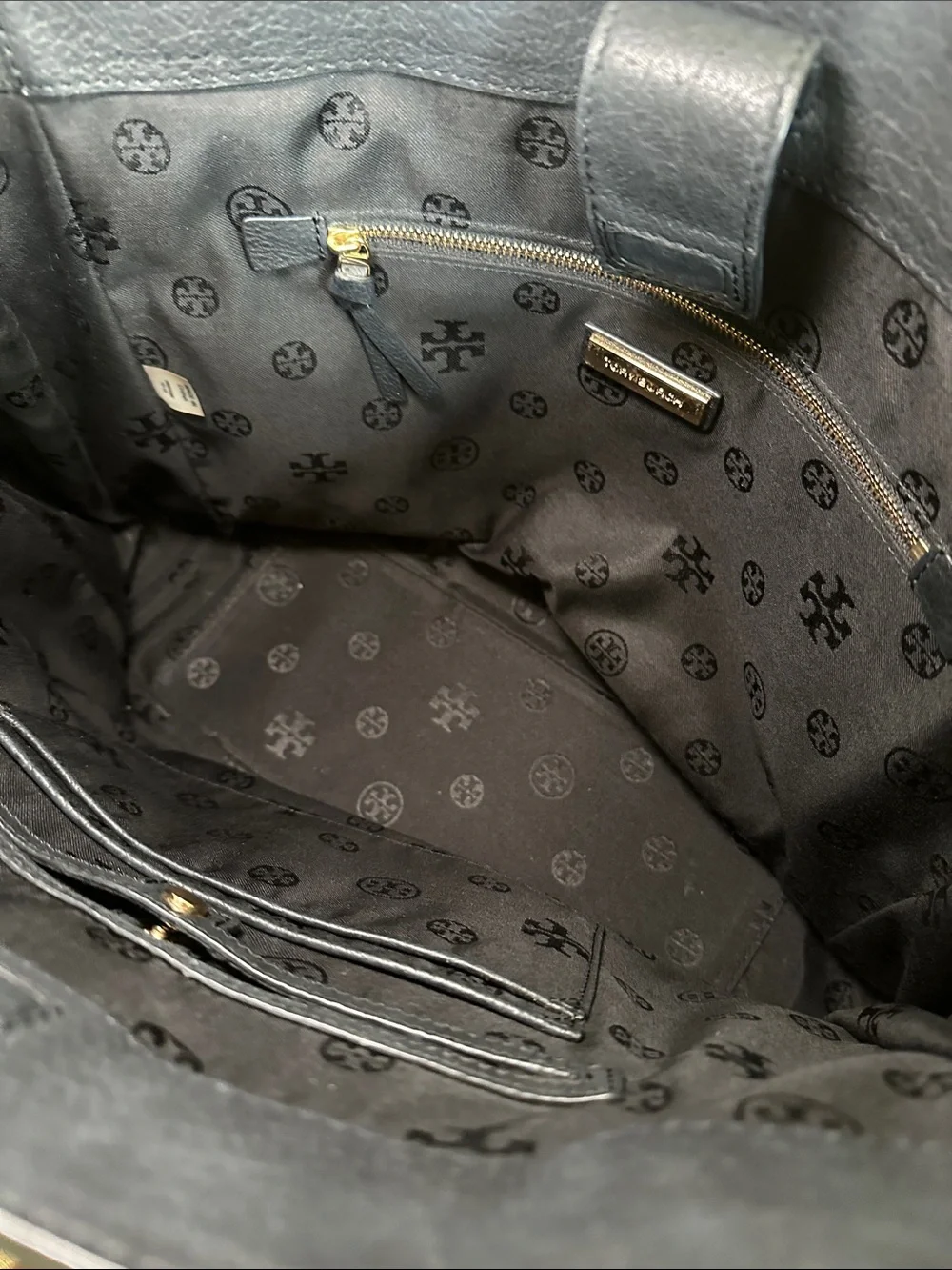 Tory Burch Ivy Side Zip Classic Black Pebbled Leather Large Shoulder Tote Bag - Picture 3 of 9
